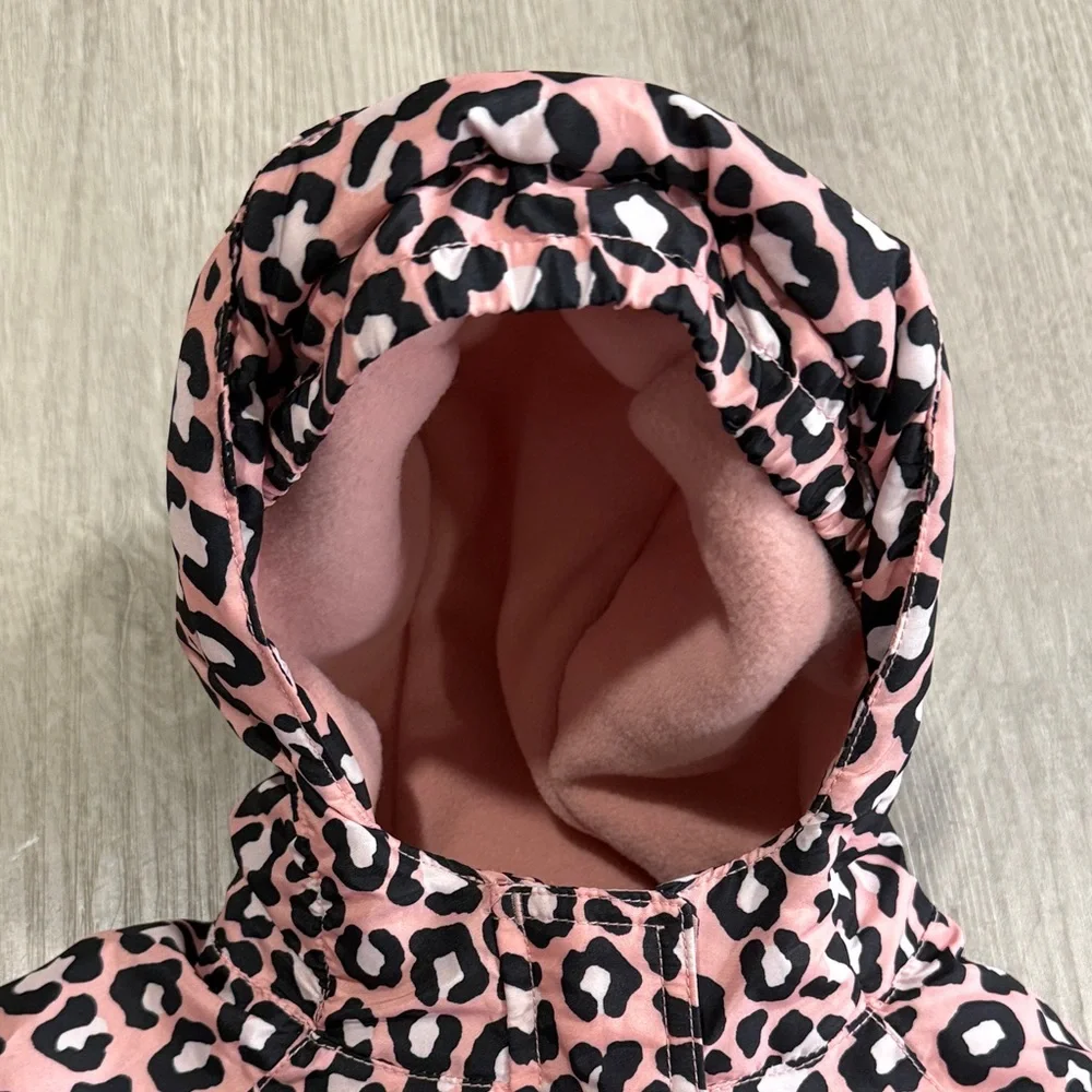 The Children's Place Pink Leopard Puffer hooded Jacket